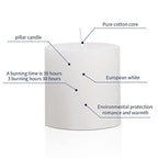 3×3 White Pillar Candles Set of 3 Unscented Handpoured Weddings, Home Decoration, Restaurants, Spa, Church Smokeless Cotton Wick 90 Hour - size: 3×3 white