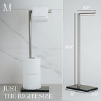 MARMOLUX ACC Free Standing Brushed Nickel Toilet Paper Holder Stand - 4 Jumbo Roll Bathroom Hardware - Standing Toilet Paper Holder - Stainless Steel Toilet Paper Stand - Brushed Steel/Black Marble - color: Steel Brushed/Black Marble