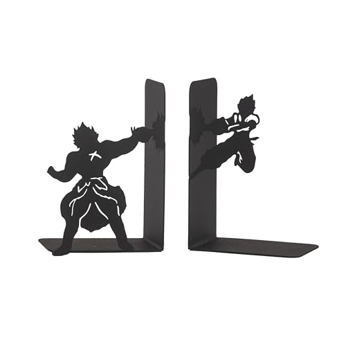 Anime Battle Scene Metal Bookends, Superhero Heroes Book Ends for Kids, MangaThemed Book Holders, Dragon Fighters Anime Heros Bookends Gift for Kids, Animation Heroes Book Stand