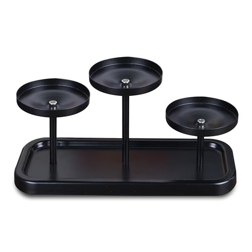 3arms Pillar Candle Holder Tray, Metal Black Candlestick Holder, Candle Holders Set of 3, for Dining Room, Table Centerpiece Decor,Decorative Tray - size: pillar's 3arms