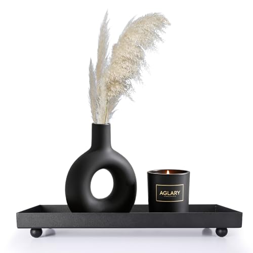 Rectangle Black Matte Metal Tray, Suit for Candle Holder, Vanity Decor Projects, Bathroom Toilet Tank Tray, Perfume or Jewelry Storage, and Coffee Table Centerpiece-Mini - size: 11.4" x 4.3" x 1.3"