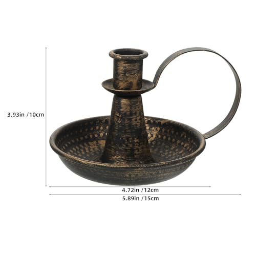 Healifty Retro Iron Taper Candle Holder - Candlestick Holders Candlelight Stand for Farmhouse Decor Home Wedding Party Table Decoration Bronze L - size: 15.00X12.00X10.00CM