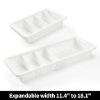 Plastic Drawers Organizer for Office Bathroom Bedroom Kitchen Desk - 1 Layers More White Storage Tray - Expandable 11.4-18.1 Inches (DEEP 2.3") - size: DEEP 2.3"