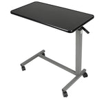Vaunn Medical Pneumatic Adjustable Overbed Bedside Table with Wheels (Hospital and Home Use) - color: Black
