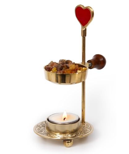 Heart-Shaped Incense Burner for Charcoal & Candles – Romantic Red Resin Holder for Home Fragrance, Aromatherapy & Gifts – Adjustable Design for Meditation & Spiritual Décor - color: Gold