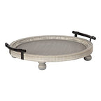 Kate and Laurel Bruillet Farmhouse Round Tray, 15 inch Diameter, Rustic Gray, Wooden Tray for Coffee Table - color: Gray