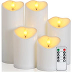 Raycare 3"x4"5" 6" 8" 8" Outdoor Waterproof Flameless Candles, Battery Operated LED Candles with Remote Control and Timer, Electric Fake Plastic Pillar Candles, Ivory White, Set of 5 - color: D3"xH4"5"6"8"8"-Ivory White
