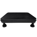 dwellington Farmhouse Display Wood Riser, 12" Decorative Black Beaded Pedestal Stand, Square Tiered Tray Decor for Kitcher Decor, Countertop