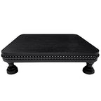dwellington Farmhouse Display Wood Riser, 12" Decorative Black Beaded Pedestal Stand, Square Tiered Tray Decor for Kitcher Decor, Countertop