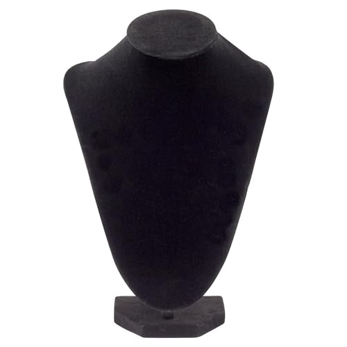 Juvale Necklace Display Stand & Bust Set - 2-Piece, Black Velvet, Modern Freestanding - Necklace Holder Stand & Bracelet Holder Display - Jewelry Showcase for Vendors & Photography