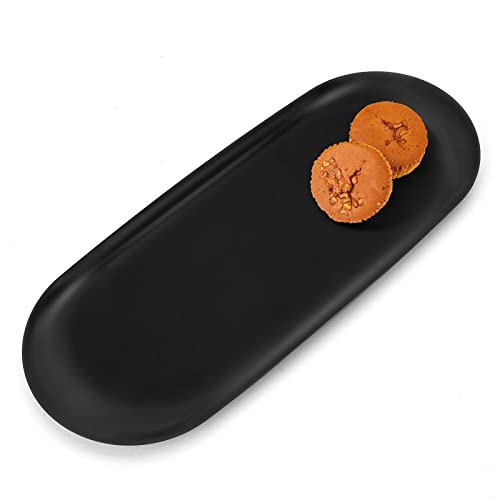 Bathroom Vanity Tray for Countertop, Black Decorative Kitchen Sink Trays for Soap Dispensers, Stainless Steel Candle Tray, Jewelry Perfume Ring Key Organizer Trays, Oval (Black, 12"*5") - color: Black, size: 12" x 5" x 0.4"