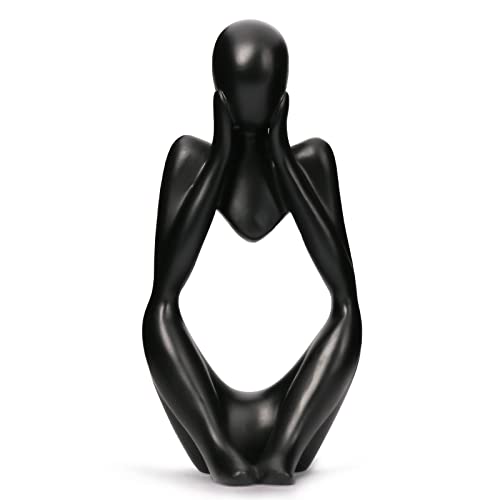 INNOLITES Resin Statue Thinker Style Decoration Abstract Sculptures Collectible Figurines for Home Decor Modern Office Shelf Desktop (Black-Focus) - color: Black-focus
