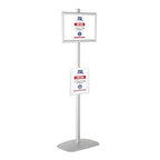 M&T Displays Free Standing Aluminum Display Stand Single Sided Document Brochure Sign Holder Front Loading Portrait Landscape Silver Snap Frame 1x(11x17) and Clear Acrylic Pocket 1x(8.5x11) Inch - color: Silver
