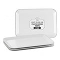 3 Pack Silver Plastic Serving Trays for Party - Silver Rim Serving Tray 8 x 11 Inch - Heavy Duty Dessert Trays for Food - Rectangular Party Serving Trays for Entertaining - color: White and Silver Rim