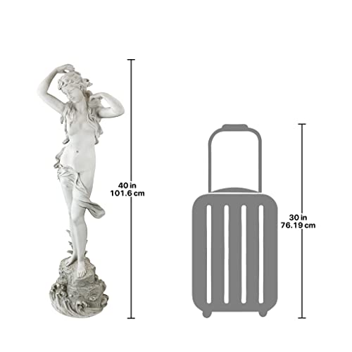 Design Toscano Spring Awakening Classic Woman Garden Statue, 14 inches wide, 40 inches tall, Cast Stone Resin, Antique Stone Finish