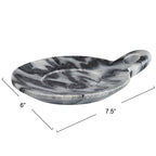 Hand-Carved Marble Dish with Handle, Grey - color: Gray, size: 7.5" x 6"