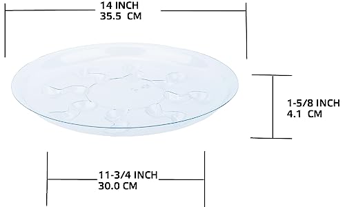 6 Pack Clear PET Plant Drip Tray Plastic Heavy Duty Plant Saucer Drip Trays for pots,Plate Water Catcher, Plant Drainage Tray (14") - size: 14 inch