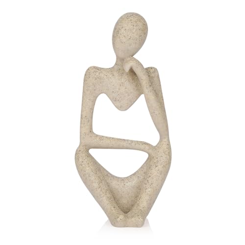 Sandstone Resin Thinker Style Abstract Sculpture Statue Collectible Figurines Home Office Bookshelf Desktop Decor (Small Sandstone, Right) - color: Small Sandstone, size: Right 1pc