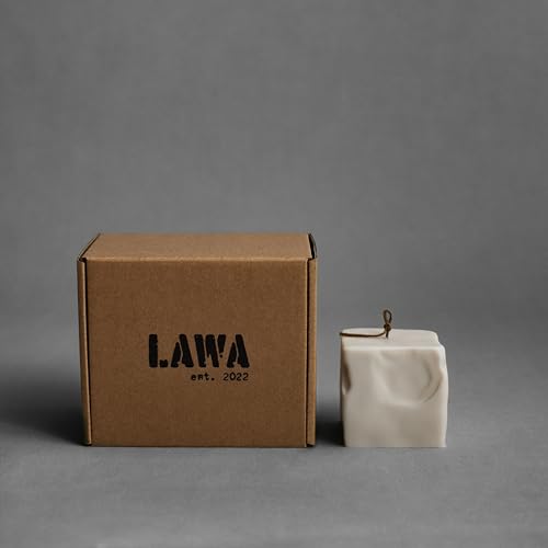 LAWA Raw Block Candle - Beautiful Handmade Pillar Scented Soy Wax Elegant Aesthetic Candle Housewarming Gift Home Room Shelf Decor Idea (Light Beige, Small) - color: Light Beige, size: Small