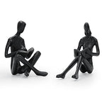 Dreamseden Cast Iron Reading Figurines, Romantic Couple Sculpture Home Decor Accent for Bedroom Bookshelf Office