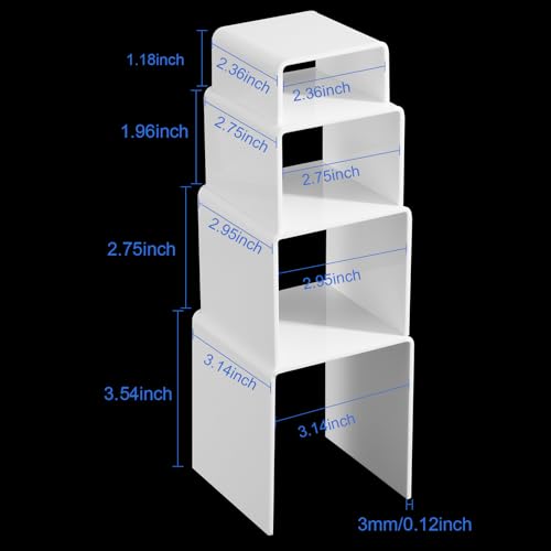 Chuangdi 20 Pcs Acrylic Display Risers, White Product Stand, Jewelry Display Riser Shelf Showcase Fixtures for Figure Dessert Cupcake Candy Action Showcase(White, Medium Set) - color: White, size: Medium Set