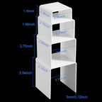 Chuangdi 20 Pcs Acrylic Display Risers, White Product Stand, Jewelry Display Riser Shelf Showcase Fixtures for Figure Dessert Cupcake Candy Action Showcase(White, Medium Set) - color: White, size: Medium Set