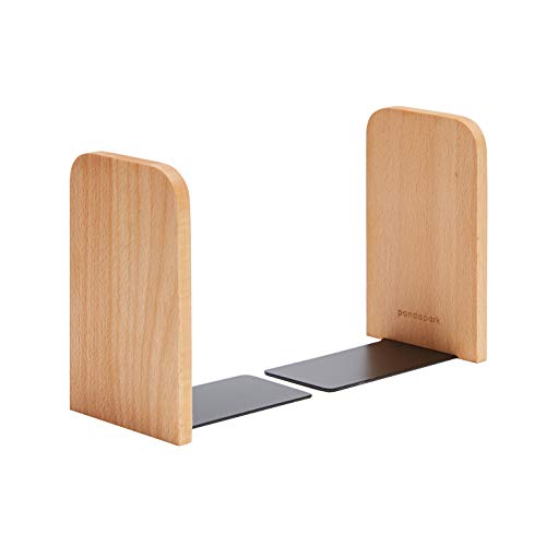 Pandapark Wood Bookends,Non-Skid Bookend for Shelves,Heavy Duty Bookends,Book Stand for Books/CDs,1 Pair - color: Beech-a