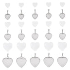 Craftdady Stainless Steel Pendant Cabochon Settings Heart Square Teardrop Flat Round Oval Rectangle Blank Bezel Trays Base Pendant with Glass Cabochons for DIY Earrings Necklace Jewelry - color: Stainless Steel Color Heart 3 Styles