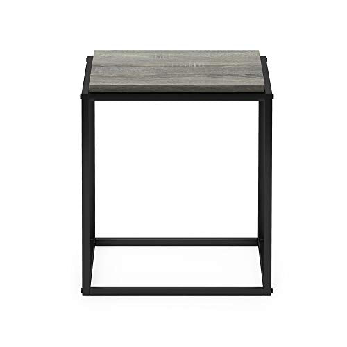 Furinno Moretti Cube Modern Stackable End Table Shelf, French Oak Grey - color: French Oak Grey, size: Stackable Metal Frame