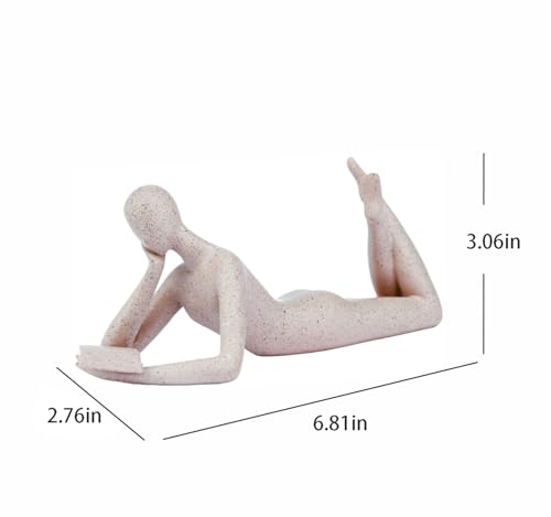 "Reading Woman Thinker Sculpture is a Modern Abstract Decorative piece, a Favorite Among Book Lovers and Thinkers, Suitable for Placement in Living Rooms, Offices, and bedrooms. (Sandstone A) - color: Sandstone a （imitation Sandstone Color）