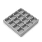 Microfiber 16 Grids Stackable Jewelry Display Trays Showcase Jewelry Organizer Storage Trays(Gray) - size: 5.49" x 5.52" x 0.78"