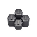 MOOCA 4 Pcs Set Faux Leather Ring Stand Holder Jewelry Display Set, Ring Holders for Jewelry Storage Organizer Stand Pedestals Display, Steel Gray, 1 3/4W x 1 5/8D and ½” H,¼” H,2 ½” H - color: Steel Gray Faux Leather