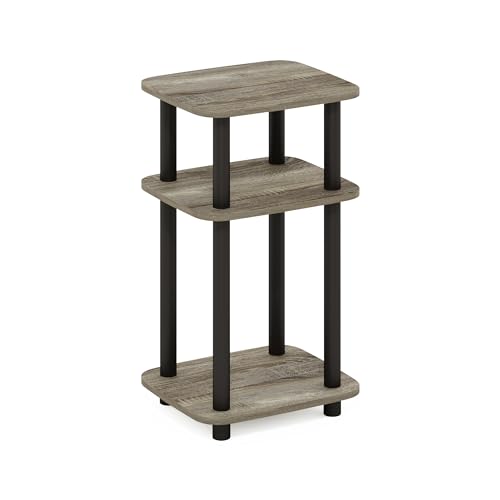 Furinno JUST Side Table, 3-Tier Turn-N-Tube End Table with Open Shelf, Round Curve Corner Night Stand, Bedside Table, Easy Assembly, for Living Room, Bedroom, French Oak - color: French Oak, size: 1-Pack, Plastic Frame, 3-Tier