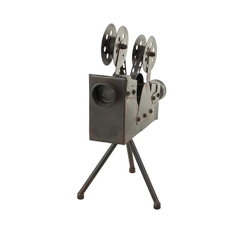 Deco 79 Metal Film Decorative Sculpture Camera Home Decor Statue, Accent Figurine 12" x 7" x 15", Brown