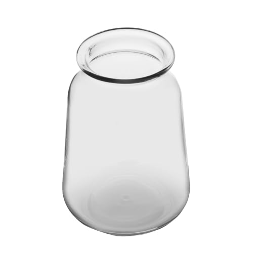 Elements Glass Milk Bottle Vase, for Use with Dried or Faux Flowers and Greenery, 4.2x4.2x4.72 Inch, Clear - size: 9.5 Inch