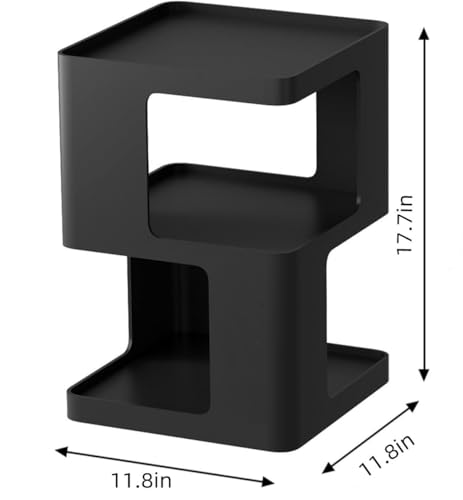 Metal Black Nightstands, Modern Side Table with 3 Tiers Storage, Small End Table for Couch, Bedside Tables No Assembly Required - color: Black, style: Modern