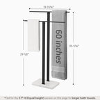 KES Standing Towel Rack, 2-Tier Towel Racks for Bathroom Freestanding with Marble Base, Upgrade Steady Design, SUS304 Stainless Steel Matte Black, BTH217-BK - color: White Marble & Black Bar, size: 33” H (2-tier)