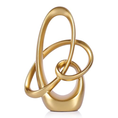 Gold Knot Decor -7.1" Resin Gold Knot Statue, Gold Statues Home Decor, Abstract Sculptures Home Decor, Knot Decor for Coffee Table, Luxury Mantel Shelf Decor, Wedding Sculpture - color: Gold, size: 7.1in