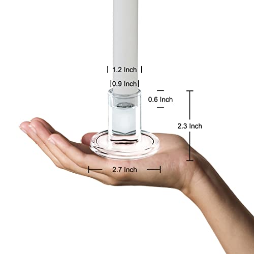 12pcs Taper Candle Holders, Glass Crystal Candlestick Holders Bulk, Clear Candle Holders for Dining Table Centerpiece - color: Transparent