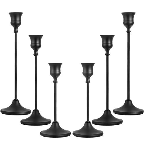 CHILL RECIPE Black Candlestick Holder Tall Taper Candle Holder for Home Decor Table Centerpiece Party Festival Decorations Halloween Decoration (2 Set 6Pcs) - color: Black, size: 2 Sets-6Pcs
