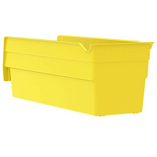 Akro-Mils 30120 Plastic Shelf Bins, Heavy Duty Storage Bins for Garage, Closet, and Drawer Organization, 12" x 4" x 4", Yellow, 24-Pack - color: Yellow