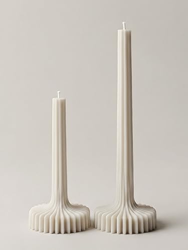 LAWA Set of 2 Vase Candle - Beautiful Handmade Pillar Unscented Soy Wax Elegant Aesthetic Candle Housewarming Gift Home Room Shelf Decor Idea White - color: White