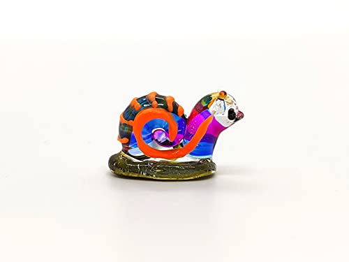 Rare Snail Micro Tiny Hand Blown Glass Art Figurines Animals Collectible Gift Home Décor (Multi-Color) - color: Multicolor