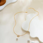 Mothers Day Gifts - 14K Gold Plated Pearl Necklaces for Women Trendy Dainty Necklace Simple Layered Gold Pearl Necklace for Women Mothers Day Wedding Birthday Gifts - color: 5-CZ Pearl necklace
