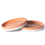 YBX 8-inch Plant Saucer Premium Terracotta Saucer Round Ceramic Plant Trays, Pack of 2 (White/Terracotta) - color: White/Terracotta