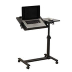 TigerDad Over Bed Table with Wheels Adjustable | Rolling Laptop Table Overbed Desk Hospital Tray Table Sofa Chair Side Table (Black) - color: Black