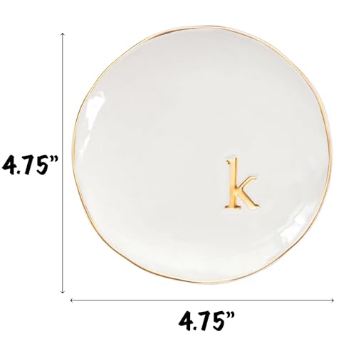 COLLECTIVE HOME - Ceramic Jewelry Tray, Decorative Trinket Dish for Rings Earrings Necklaces Bracelet Watch Keys, Birthday Mother's Day Christmas Gift for Women, 4.75", Glossy (k) - color: K