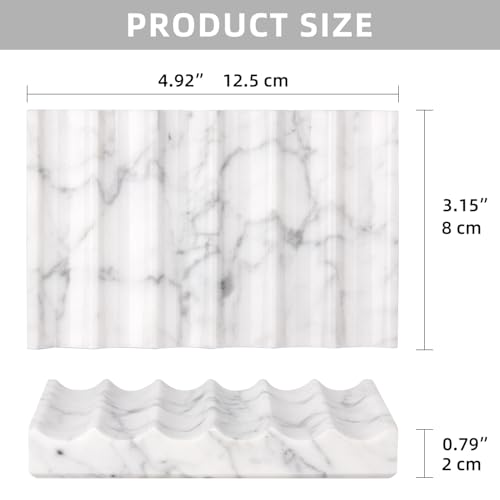 Luxury Marble Soap Dish Tray,Rectangle Stone Marble Soap Tray,Self Draining Soap Holder for Bathroom, Kitchen (Carrara White) - color: Carrara White