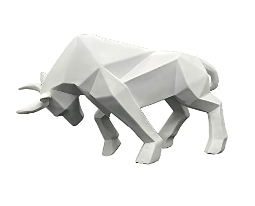 SMRTHMRT Abstract Geometric Sculptures Animals Statues,Collectible Figurines Home Office Tabletop Ornaments (White Bull) - color: White Bull