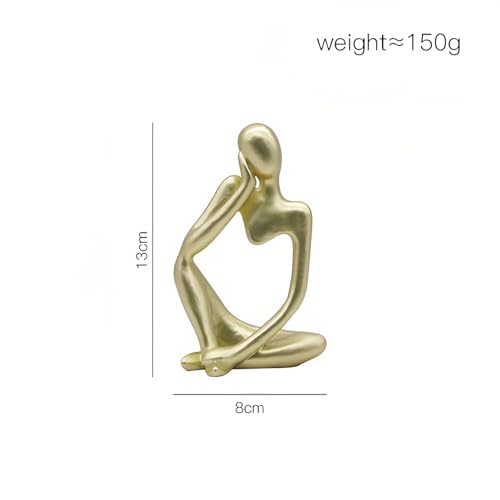 Abstract Thinker Sculpture Bookends - Modern Bookshelf Decor for Home Office, Aesthetic Resin Statue Bookend Holder for Desk, Coffee Table - Reading Art Decor Gift for Book Lovers-B - color: Gold, size: Right